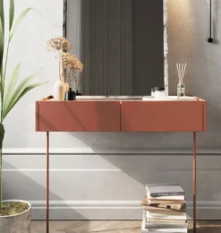 DESIN TOALETKA/KONSOLA 2SZ - ceramic red / dąb nagano