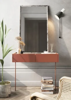 DESIN TOALETKA/KONSOLA 2SZ - ceramic red / dąb nagano