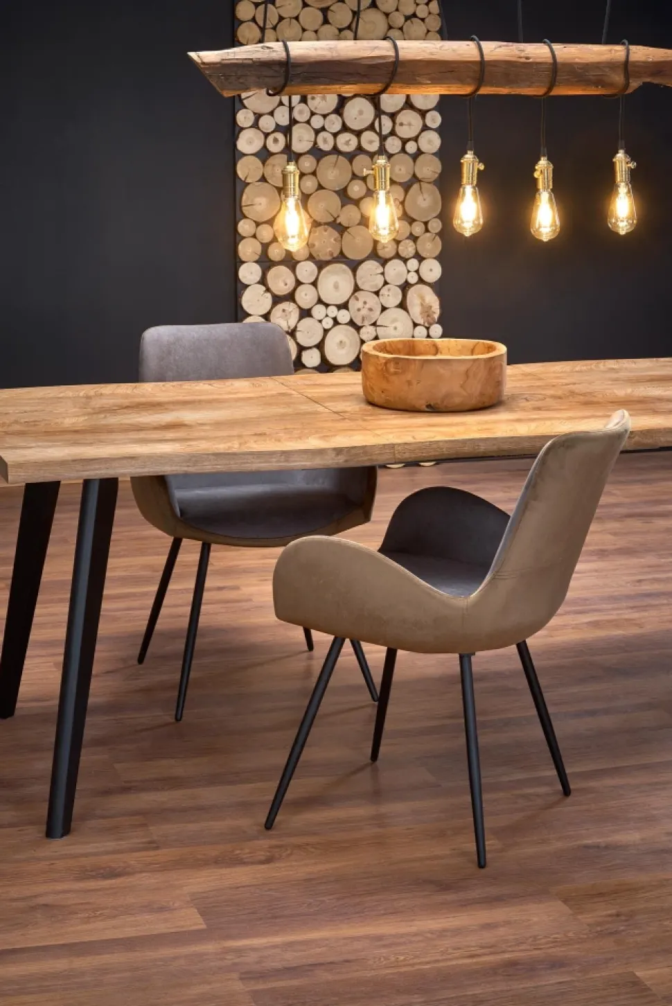 DICKSON stół rozkładany 150-210/90 cm, blat - naturalny, nogi - czarny (2p=1szt)1 sztuka