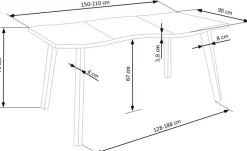 DICKSON stół rozkładany 150-210/90 cm, blat - naturalny, nogi - czarny (2p=1szt)1 sztuka