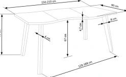 DICKSON stół rozkładany 150-210/90 cm, blat - naturalny, nogi - czarny (2p=1szt)1 sztuka