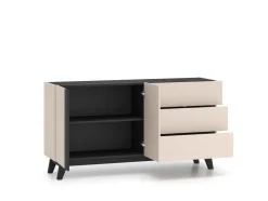 Duża kaszmirowa komoda Freshion 03 cashmere/czarny - komoda 2D3S