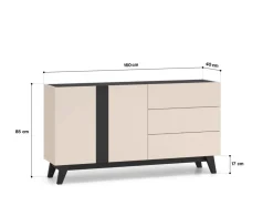 Duża kaszmirowa komoda Freshion 03 cashmere/czarny - komoda 2D3S