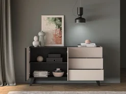 Duża kaszmirowa komoda Freshion 03 cashmere/czarny - komoda 2D3S