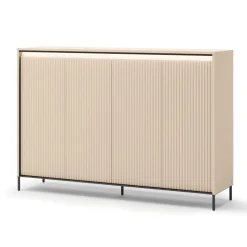 Duża komoda do garderoby z LED Lenart TREND TG-04 Beż piaskowy + czarny