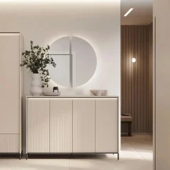 Duża komoda do garderoby z LED Lenart TREND TG-04 Beż piaskowy + czarny