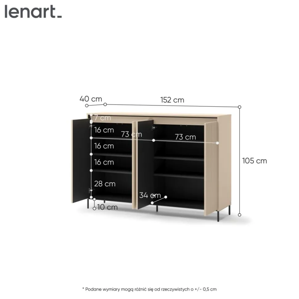 Duża komoda do garderoby z LED Lenart TREND TG-04 Beż piaskowy + czarny