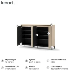Duża komoda do garderoby z LED Lenart TREND TG-04 Beż piaskowy + czarny