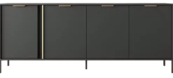 Duża komoda do salonu 203 cm antracyt złoto Lars 4d