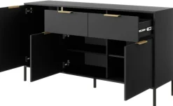 Duża komoda do salonu antracyt złoto Lars 3d2s