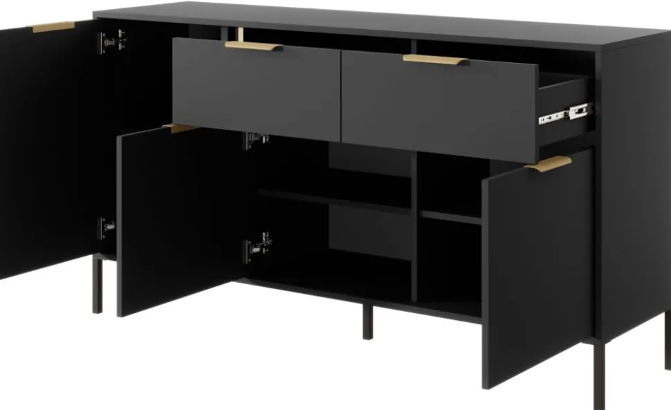 Duża komoda do salonu antracyt złoto Lars 3d2s