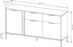 Duża komoda do salonu antracyt złoto Lars 3d2s