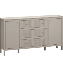 Duża komoda ryflowana, skandynawska kolor taupe lamele KLEO KL-03