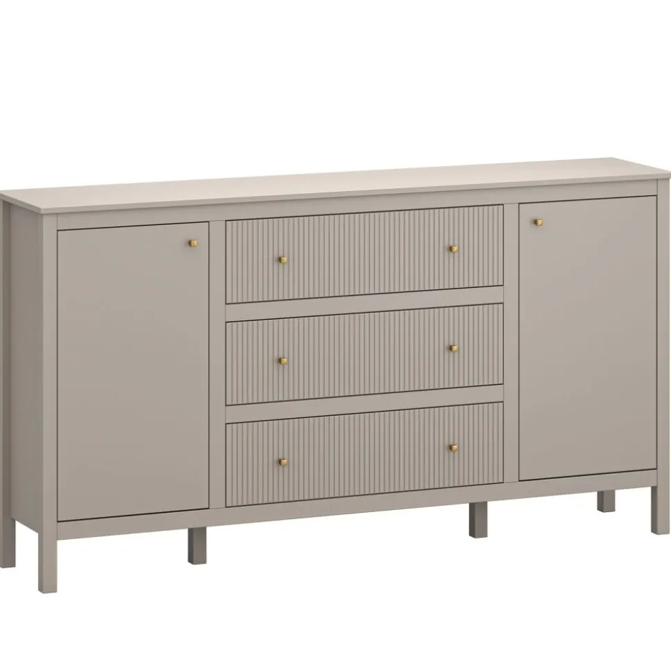 Duża komoda ryflowana, skandynawska kolor taupe lamele KLEO KL-03