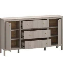 Duża komoda ryflowana, skandynawska kolor taupe lamele KLEO KL-03