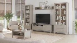 Duża komoda ryflowana, skandynawska kolor taupe lamele KLEO KL-03