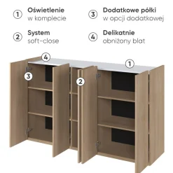Duża komoda z półkami i oświetleniem LED dąb scandi Lenart Easy EA-01 5D