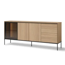 Duża komoda z witryną Lenart VISSO VI-06 dąb linearny
