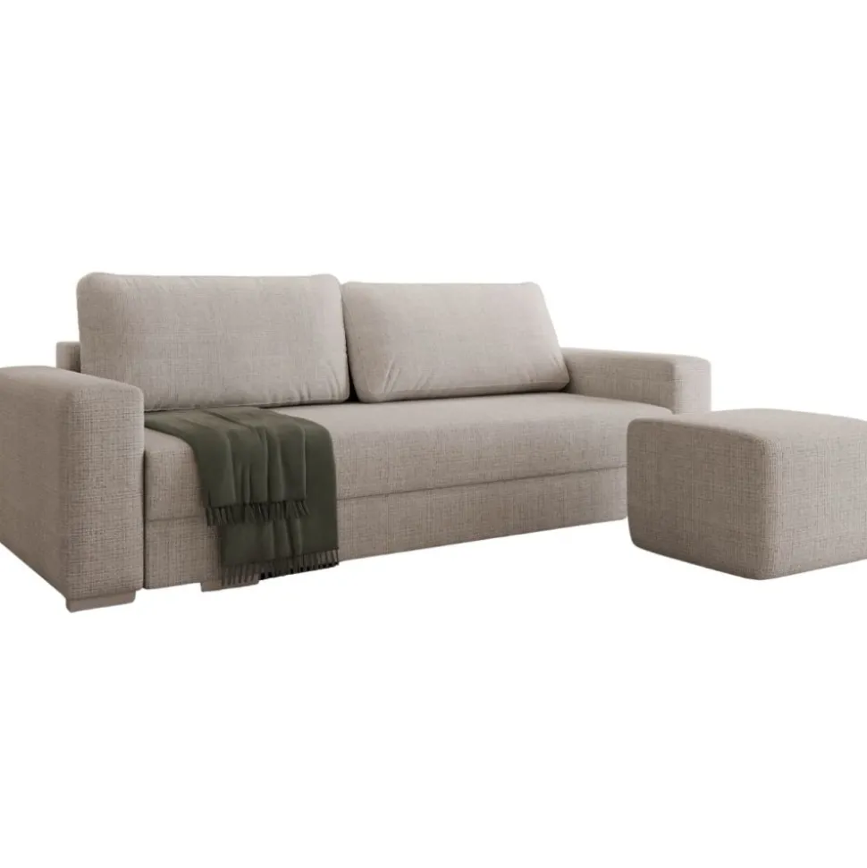 Duża sofa rozkładana z poduchami z pufą Hauss Hermes