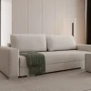 Duża sofa rozkładana z poduchami z pufą kolor jasnoszary z domieszką beżu Hauss Hermes Cremona 04
