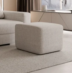 Duża sofa rozkładana z poduchami z pufą kolor jasnoszary z domieszką beżu Hauss Hermes Cremona 04