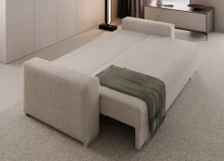 Duża sofa rozkładana z poduchami z pufą kolor jasnoszary z domieszką beżu Hauss Hermes Cremona 04