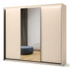 Duża szafa na ubrania z lamelami do sypialni 250x222cm Lenart TREND TS-02 Beż piaskowy + czarny