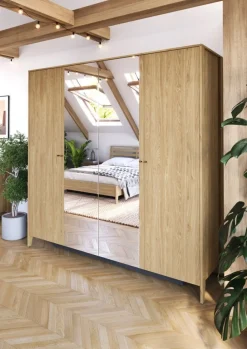 Duża szafa z lustrem Lenart Cozy CZ-01 dąb olejowany
