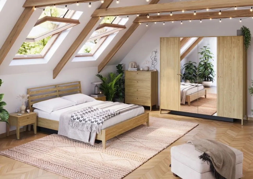 Duża szafa z lustrem Lenart Cozy CZ-01 dąb olejowany