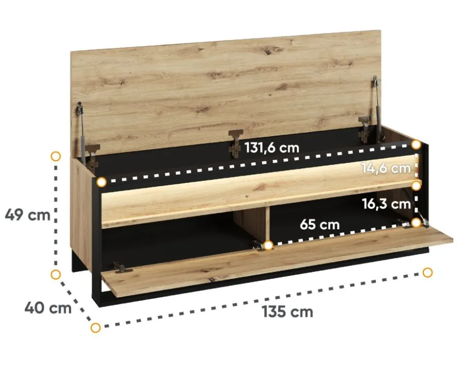 Duża szafka na buty Lenart Quant QG-04 dąb artisan