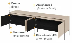 Duża szafka RTV z lamelami Lenart Trend TR-06 beż piaskowy