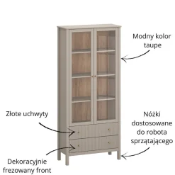 Duża witryna z szufladami kolor taupe KLEO KL-12