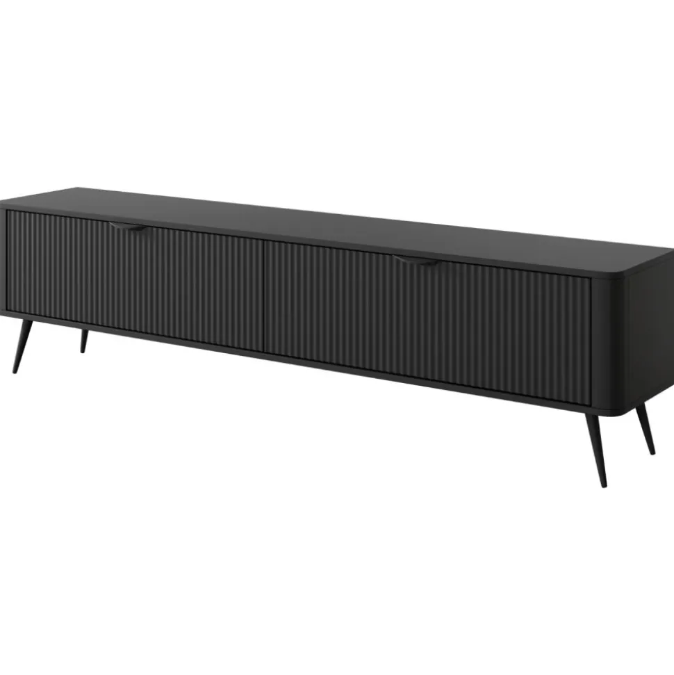 Długa czarna szafka RTV 200 cm