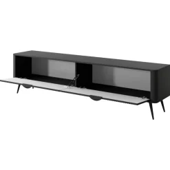 Długa czarna szafka RTV 200 cm