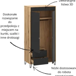 Dwudrzwiowa szafa z ryflowanymi frontami 2D2S Bellano