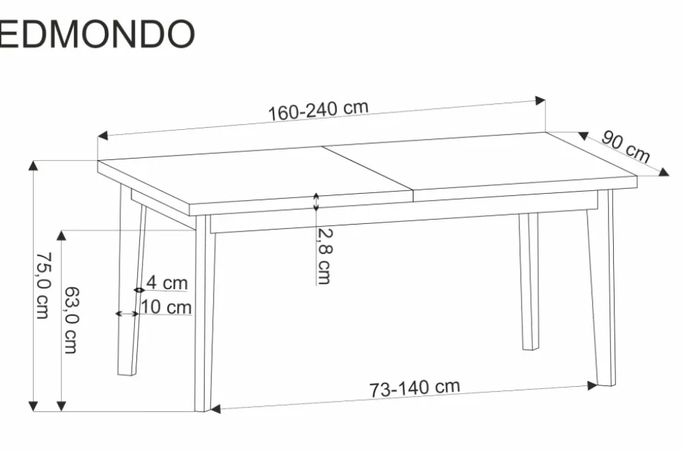 EDMONDO stół rozkładany dąb naturalny (2p=1szt)1 sztuka