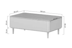 ELIVO ŁAWA 100 2SZ - cashmere / dąb olejowany / nogi cashmere