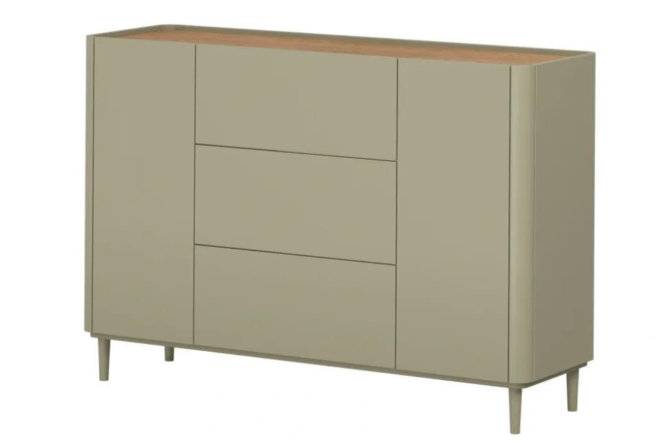 ELIVO KOMODA 150 2D3SZ - eukaliptus / dąb baltic dune / nogi eukaliptus