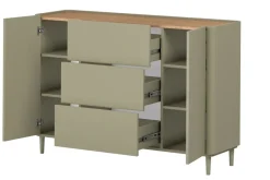 ELIVO KOMODA 150 2D3SZ - eukaliptus / dąb baltic dune / nogi eukaliptus