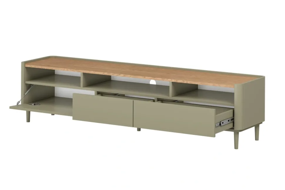 ELIVO RTV 200 1K2SZ - eukaliptus / dąb baltic dune / nogi eukaliptus