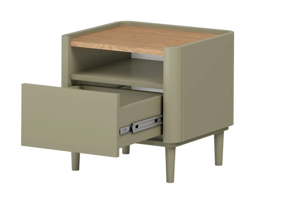 ELIVO SZAFKA NOCNA 50 1SZ - eukaliptus / dąb baltic dune / nogi eukaliptus