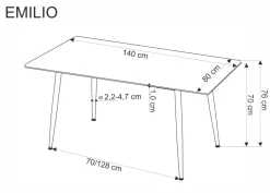 EMILIO 120 stół blat - biały marmur, nogi - czarny (2p=1szt)1 sztuka
