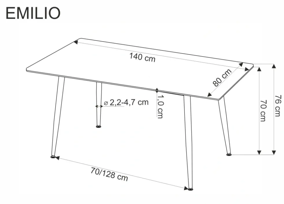 EMILIO 120 stół blat - biały marmur, nogi - czarny (2p=1szt)1 sztuka