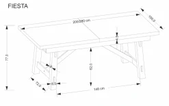 FIESTA stół rozkładany 200-280x100x77 cm dąb naturalny/czarny (3p=1szt)1 sztuka