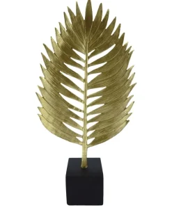 Figurka dekoracyjna złoty liść na czarnej podstawie Golden Leaf