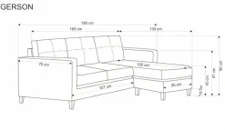 GERSON sofa z podnóżkiem popielaty (1p=1szt)1 sztuka