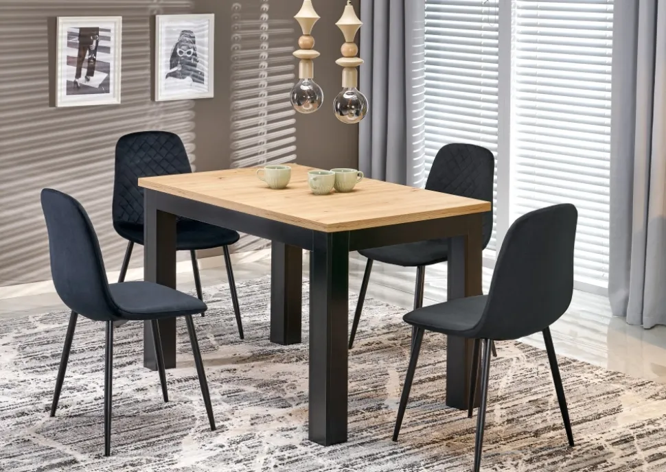 GIZMO stół rozkładany blat - dąb artisan, nogi - czarny (2p=1szt)1 sztuka