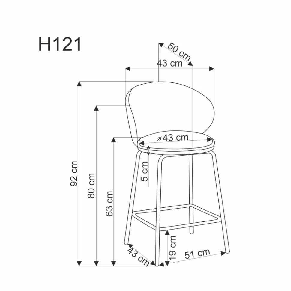 H121 hoker nogi - czarny, siedzisko - popielaty (1p=2szt)1 sztuka