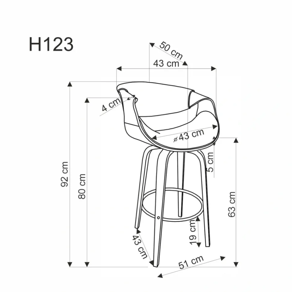 H123 hoker popielaty / orzechowy (1p=1szt)1 sztuka