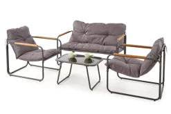 HUDSON, zestaw ogrodowy ( sofa, fotel 2x, ława ), popielaty / brązowy (1p=1zestaw)1 sztuka